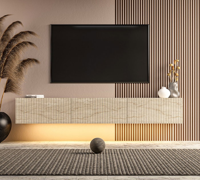 Hanah Home Soporte para TV Ada - Travertino con Iluminación LED Hanah Home Soporte para TV Ada - Travertino con Iluminación LED